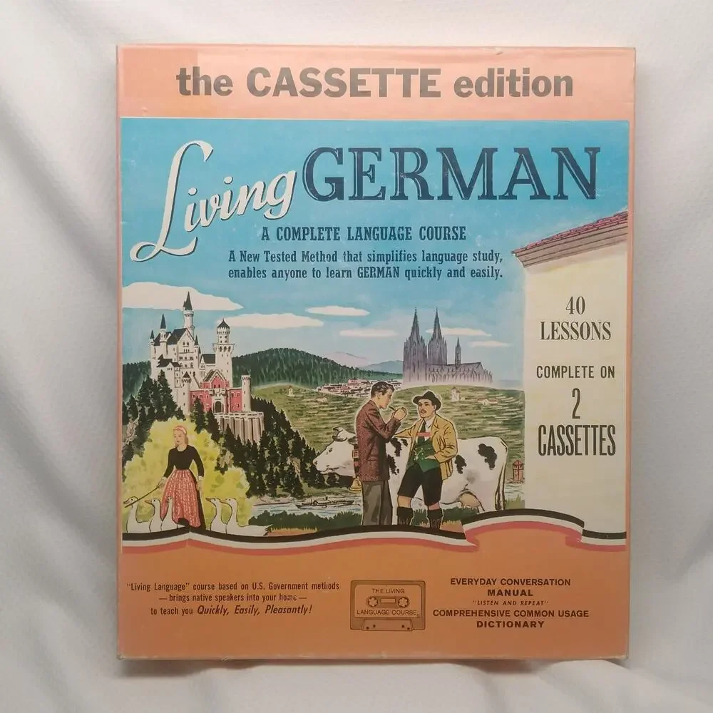 Living Language Living German Complete Cassette Edition Course Book Vintage Set